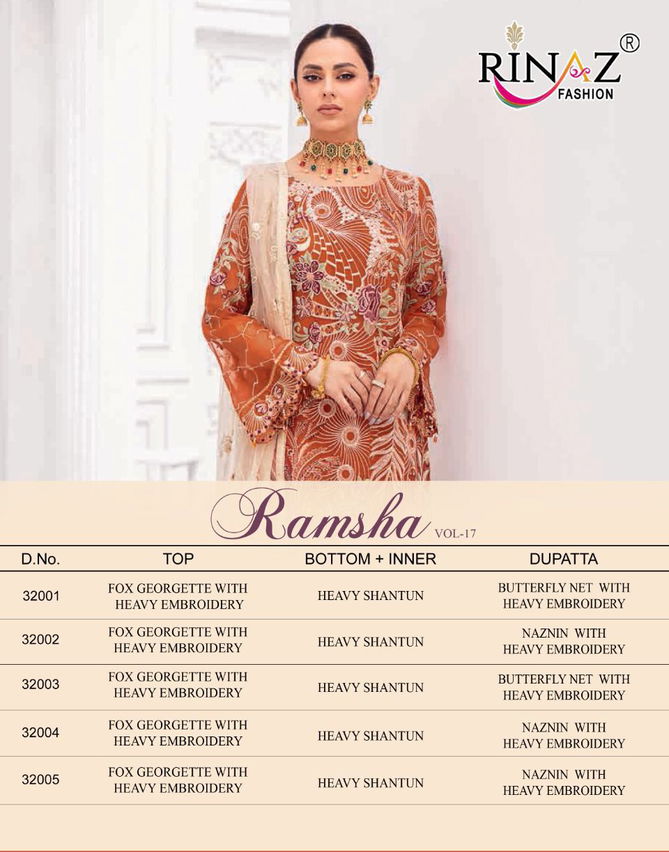 Rinaz Ramsha 17 Premium Fancy Latest Festive Wear Pakistani Salwar Suits Collection